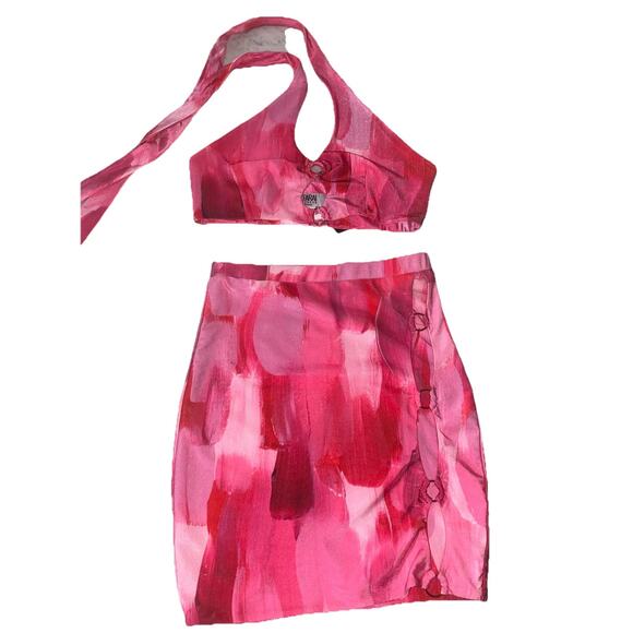 Farai London x Revolve Eko Pink Halter Top and Skirt Set - Picture 2 of 16
